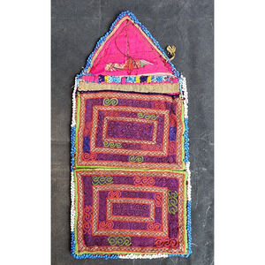 Kuchi Embroidered Pouch Wallet Central Asian Handmade Beaded Pink Purple